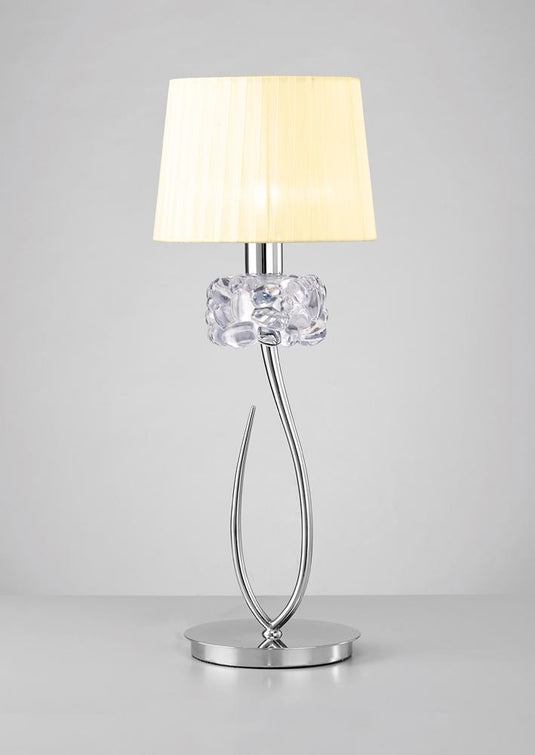 Mantra M4636 Loewe Table Lamp 1 Light E27 Big, Polished Chrome With Cream Shade