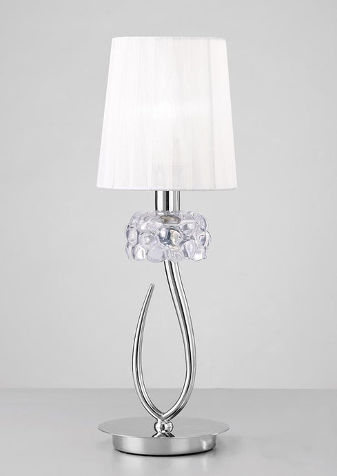 Mantra M4637 Loewe Table Lamp 1 Light E27 Small, Polished Chrome With White Shade