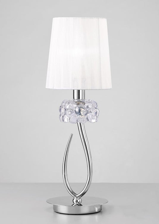 Mantra M4637 Loewe Table Lamp 1 Light E27 Small, Polished Chrome With White Shade