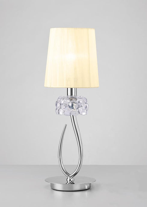 Mantra M4637 Loewe Table Lamp 1 Light E27 Small, Polished Chrome With Cream Shade