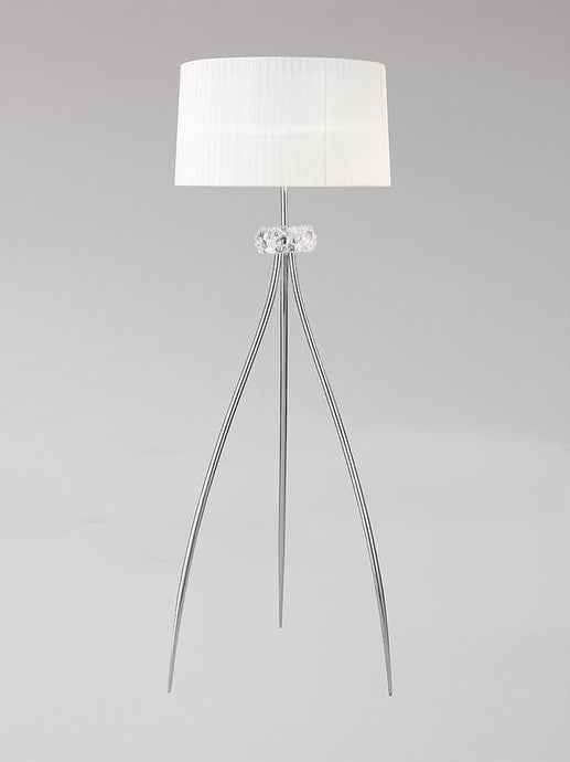 Mantra M4638 Loewe Floor Lamp 3 Light E27, Polished Chrome With White Shade