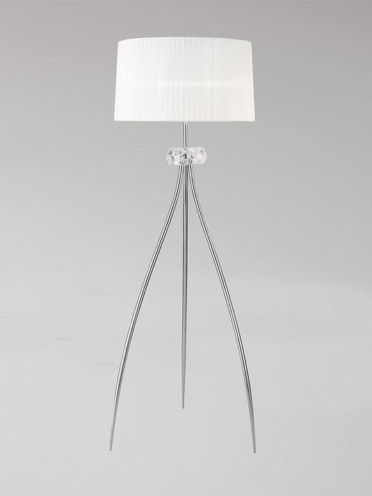 Mantra M4638 Loewe Floor Lamp 3 Light E27, Polished Chrome With White Shade