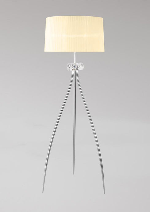 Mantra M4638 Loewe Floor Lamp 3 Light E27, Polished Chrome With White Shade