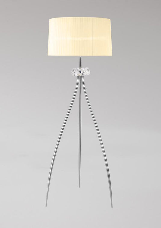 Mantra M4638 Loewe Floor Lamp 3 Light E27, Polished Chrome With White Shade
