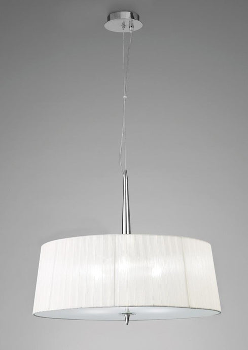 Mantra M4639 Loewe Single Pendant 3 Light E14, Polished Chrome With White Shade
