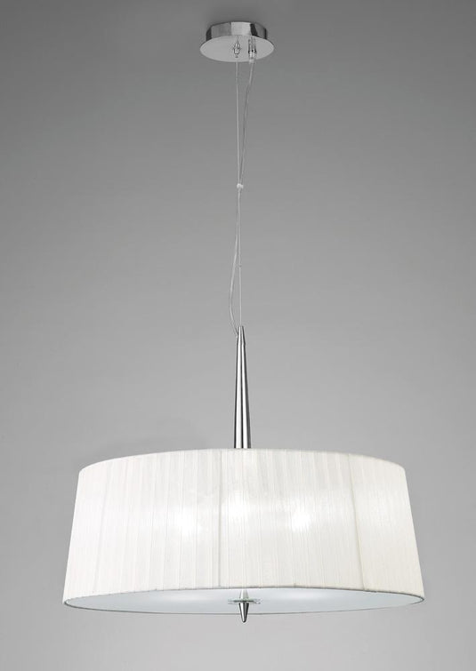Mantra M4639 Loewe Single Pendant 3 Light E14, Polished Chrome With White Shade