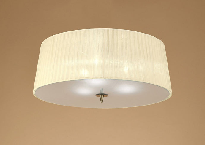 Mantra M4640AB Loewe Ceiling 3 Light E27, Antique Brass With Cream Shade