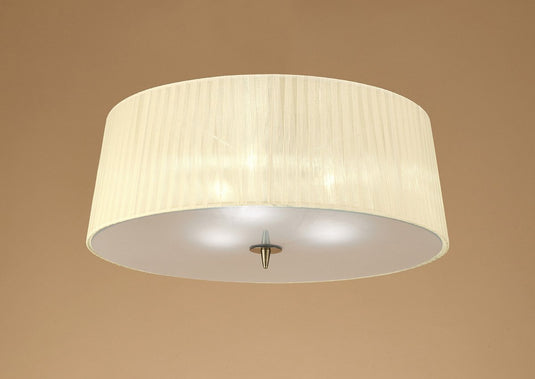 Mantra M4640AB Loewe Ceiling 3 Light E27, Antique Brass With Cream Shade
