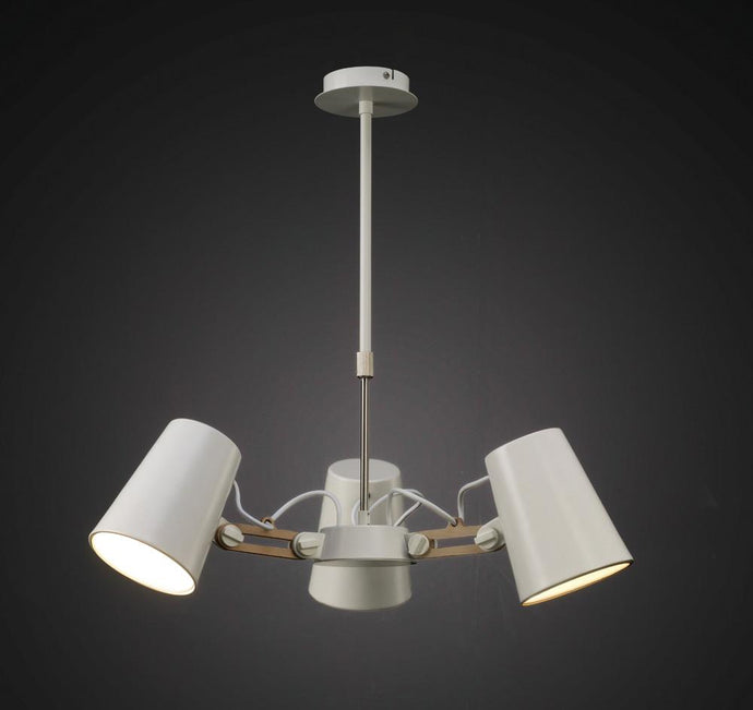 Mantra M3771 Looker Pendant 3 Light E27, Matt White/Beech
