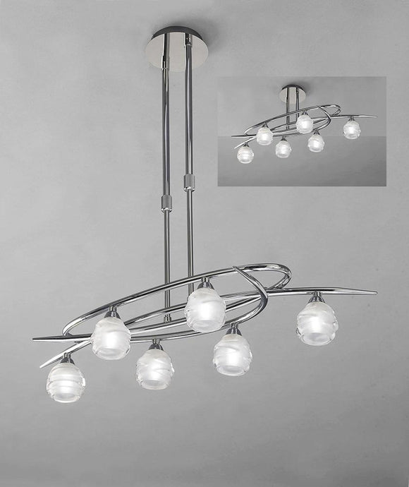 Mantra M1801 Loop Telescopic Semi Flush Convertible 6 Light G9 ECO, Polished Chrome