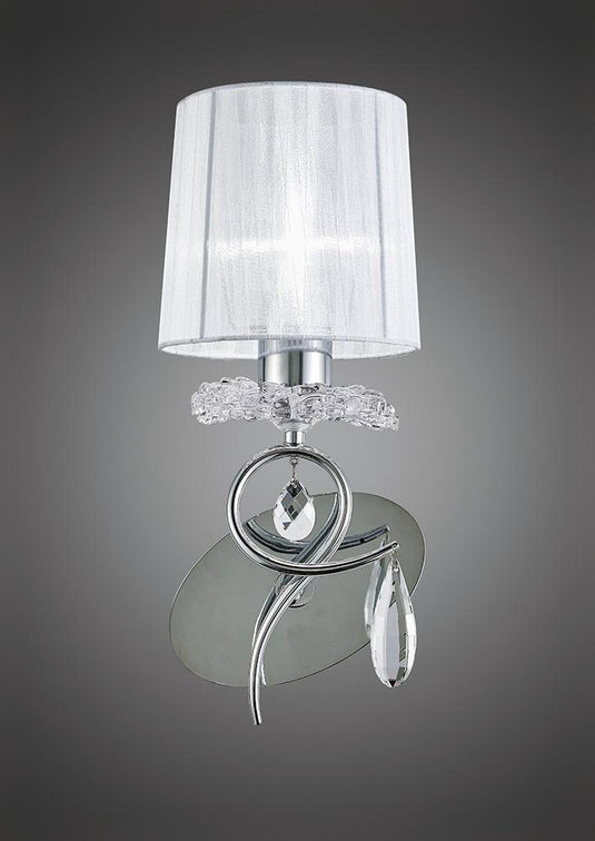 Mantra M5277 Louise Wall Lamp 1 Light E27 With White Shade Polished Chrome/Clear Crystal