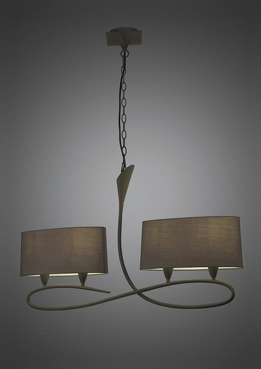 Mantra M3680 Lua Pendant 2 Arm 4 Light E27, Ash Grey With Ash Grey Shades