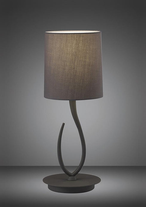 Mantra M3682 Lua Table Lamp 1 Light E27, Small Ash Grey With Ash Grey Shade