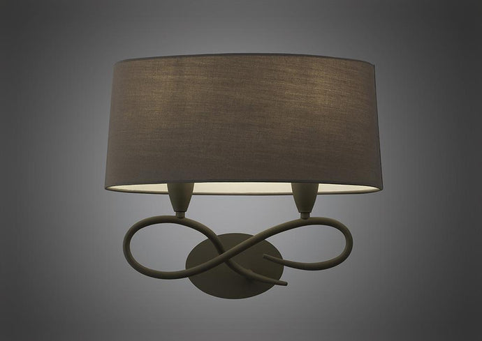 Mantra M3687/S Lua Wall Lamp Switched 2 Light E27, Ash Grey With Ash Grey Shade