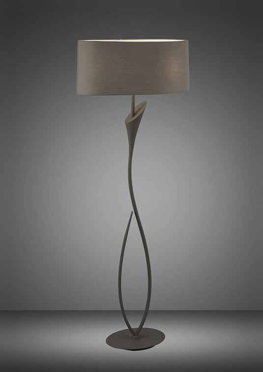 Mantra M3689 Lua Floor Lamp 2 Light E27, Ash Grey With Ash Grey Shade