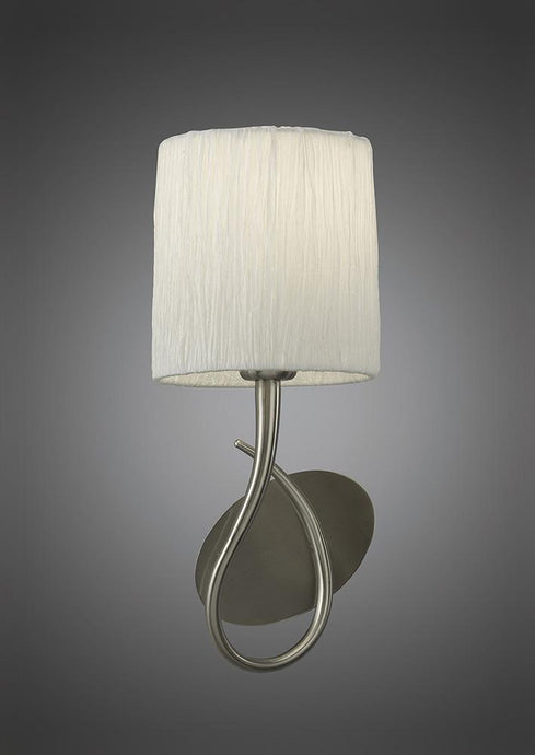 Mantra M3701/S Lua Wall Lamp Switched 1 Light E27, Satin Nickel With White Shade