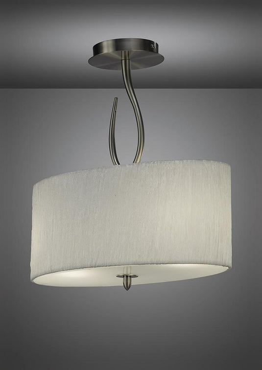 Mantra M3710 Lua Semi Ceiling 2 Light E27, Satin Nickel With White Shade