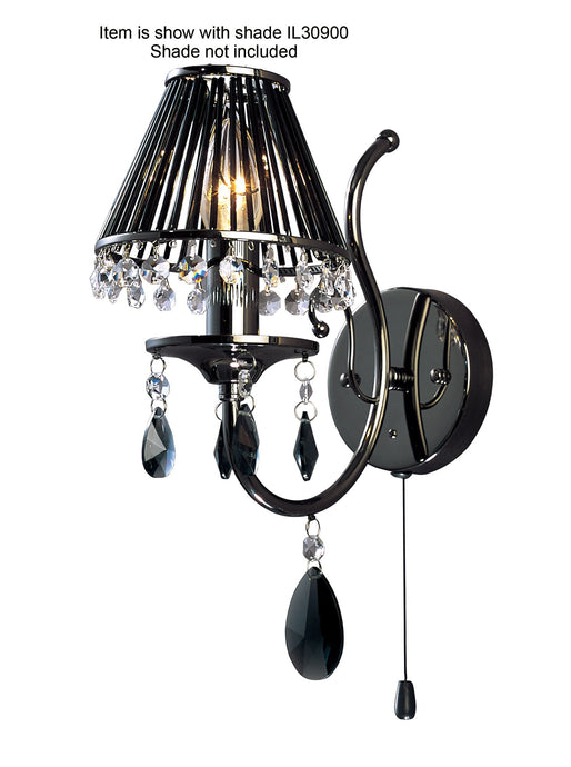 Diyas IL30901 Luna Wall Lamp 1 Light Black Chrome/Crystal - 16455