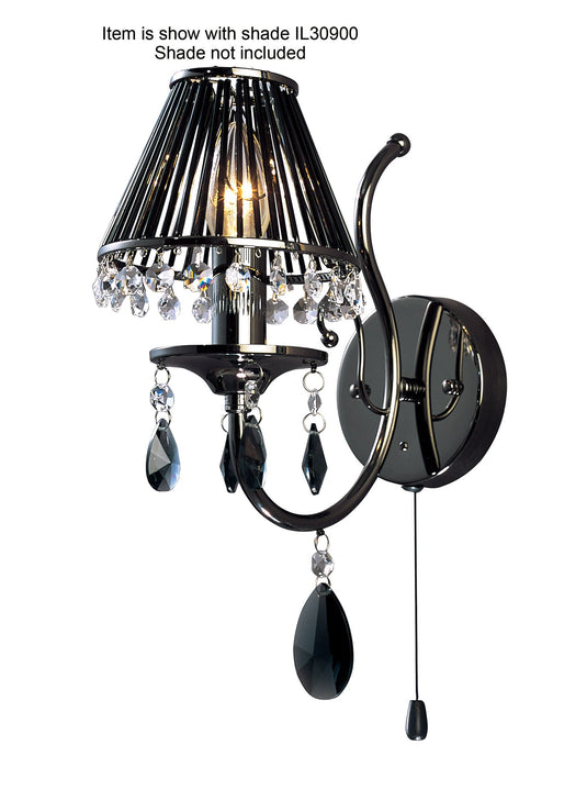Diyas IL30901 Luna Wall Lamp 1 Light Black Chrome/Crystal - 16455