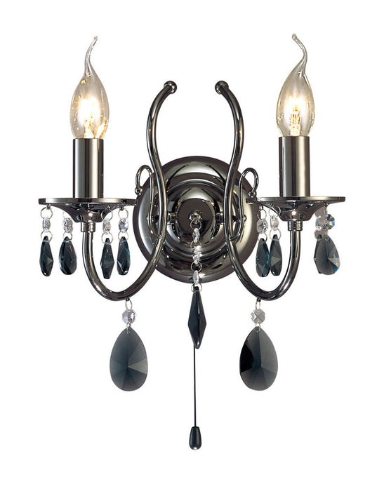 Diyas IL30902 Luna Wall Lamp 2 Light Black Chrome/Crystal - 16456