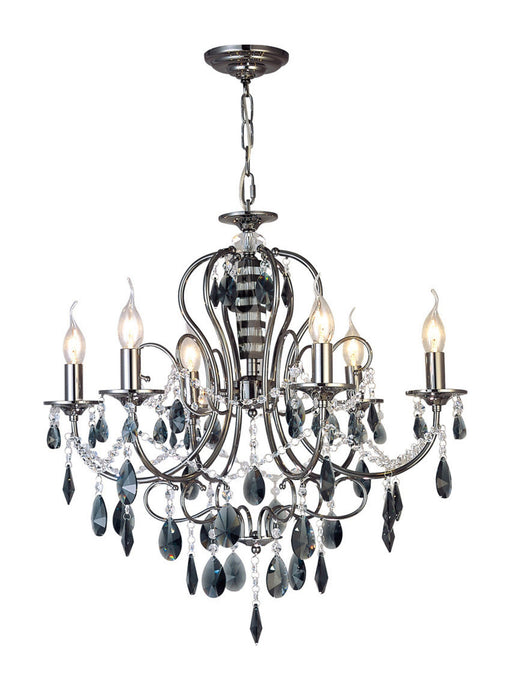 Diyas IL30906 Luna Pendant 6 Light Black Chrome/Crystal - 38193