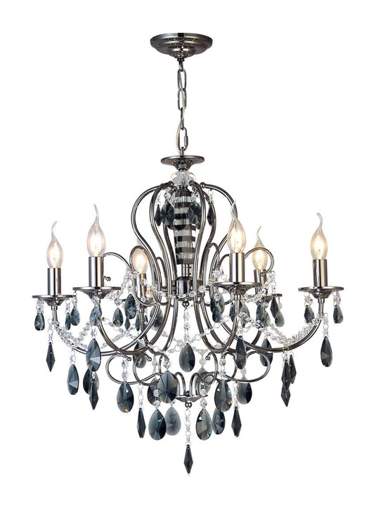 Diyas IL30906 Luna Pendant 6 Light Black Chrome/Crystal - 38193