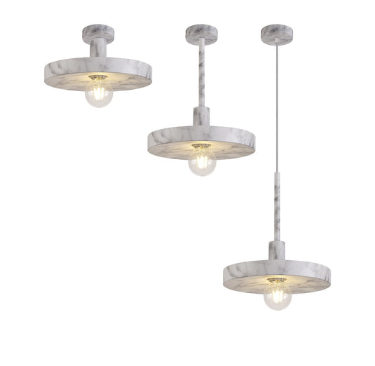 C-Lighting Lydd Single Pendant, 1 Light Adjustable E27, Marble Effect - 29063
