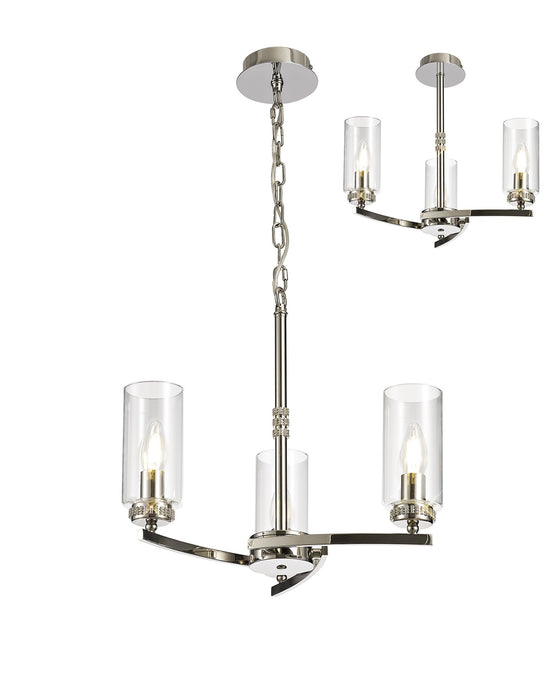 C-Lighting Lynx Pendant/Semi Ceiling, 3 x E14, Polished Nickel - 28894