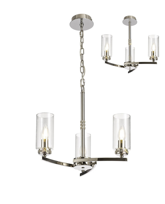 C-Lighting Lynx Pendant/Semi Ceiling, 3 x E14, Polished Nickel - 28894