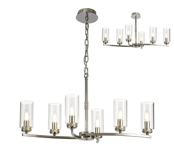 C-Lighting Lynx Rectangular Pendant/Semi Ceiling, 6 x E14, Polished Nickel - 28896