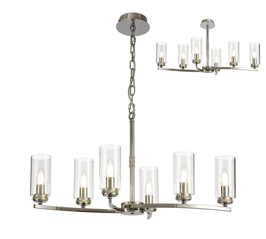 C-Lighting Lynx Rectangular Pendant/Semi Ceiling, 6 x E14, Polished Nickel - 28896