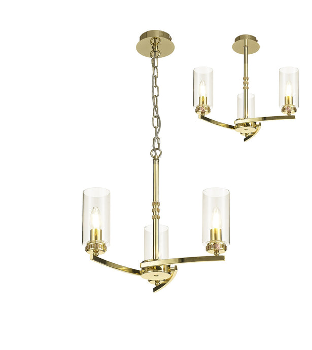 C-Lighting Lynx Pendant/Semi Ceiling, 3 x E14, Polished Gold - 28905