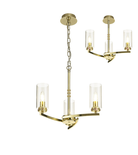C-Lighting Lynx Pendant/Semi Ceiling, 3 x E14, Polished Gold - 28905