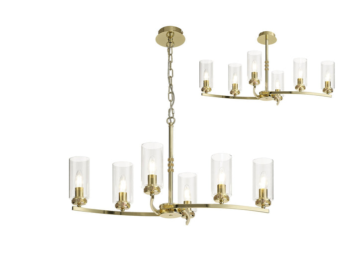 C-Lighting Lynx Rectangular Pendant/Semi Ceiling, 6 x E14, Polished Gold - 28907