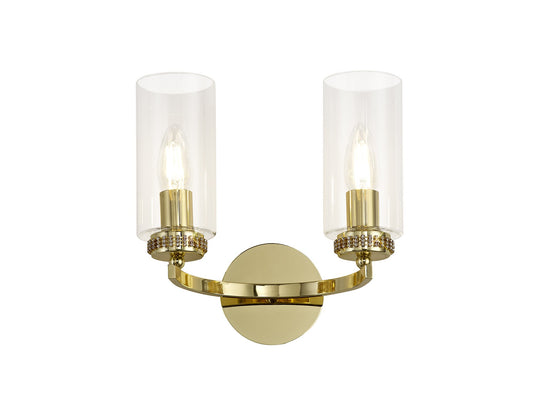 C-Lighting Lynx Wall Lamp Switched, 2 x E14, Polished Gold - 28909