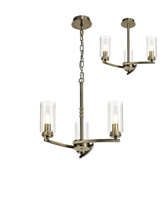 C-Lighting Lynx Pendant/Semi Ceiling, 3 x E14, Antique Brass - 28910