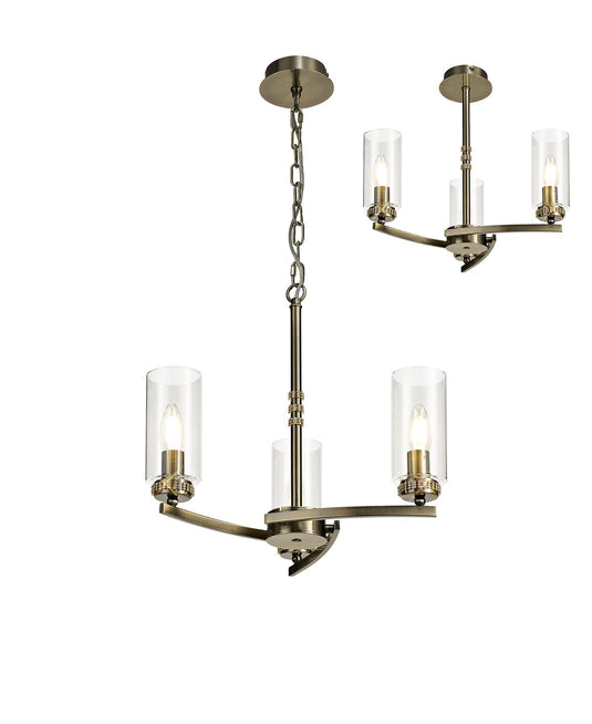 C-Lighting Lynx Pendant/Semi Ceiling, 3 x E14, Antique Brass - 28910