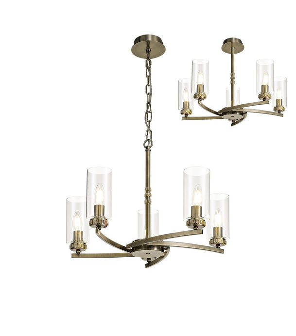C-Lighting Lynx Pendant/Semi Ceiling, 5 x E14, Antique Brass - 28911