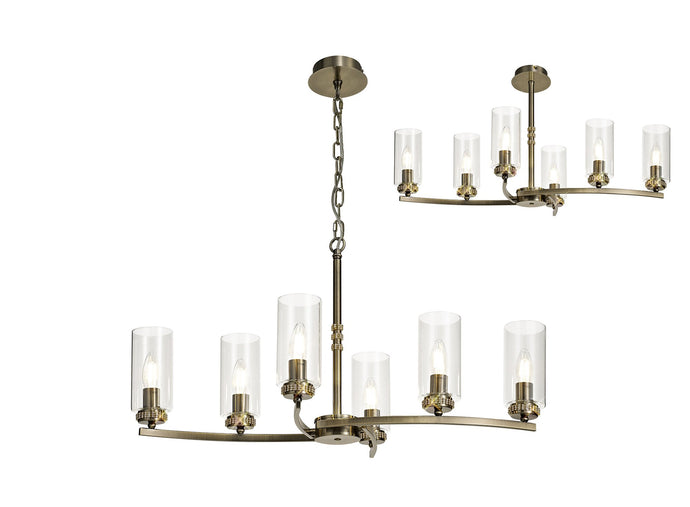 C-Lighting Lynx Rectangular Pendant/Semi Ceiling, 6 x E14, Antique Brass - 28912