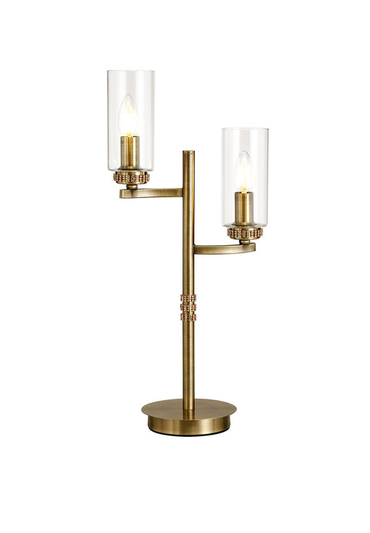 C-Lighting Lynx Table Lamp, 2 x E14, Antique Brass - 28927