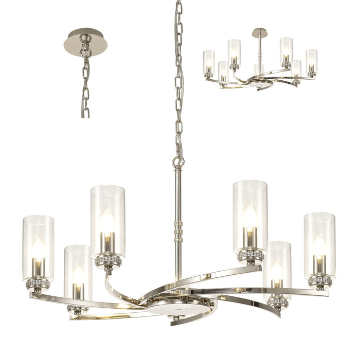 C-Lighting Lynx Pendant/Semi Ceiling, 7 x E14, Polished Nickel - 33268