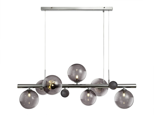 C-Lighting Lyra Linear Pendant , 7 x G9, Polished Chrome, Smoked Glass - 28890