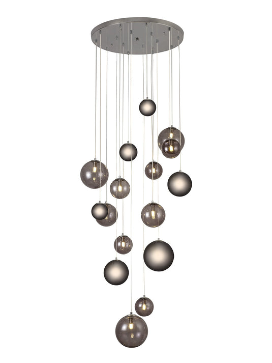 C-Lighting Lyra Pendant, 16 x G9, Polished Chrome/Smoked Glass - 29090