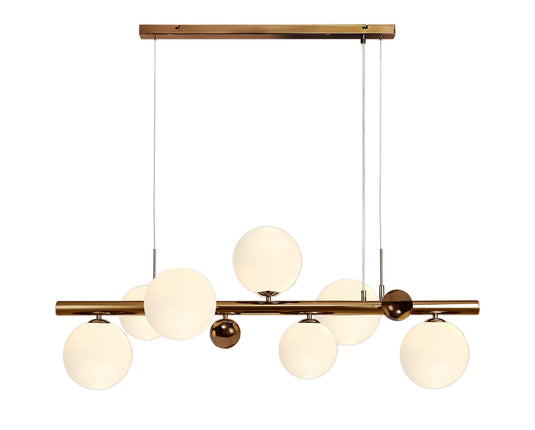 C-Lighting Lyra Linear Pendant , 7 x G9, Antique Copper, Opal & Copper Glass - 29092