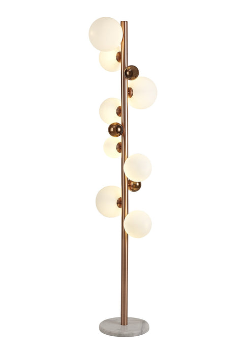 C-Lighting Lyra Floor Lamp, 8 x G9, Antique Copper/Opal & Copper Glass - 29093
