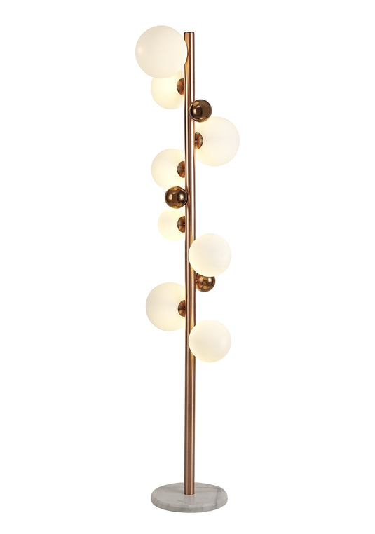 C-Lighting Lyra Floor Lamp, 8 x G9, Antique Copper/Opal & Copper Glass - 29093