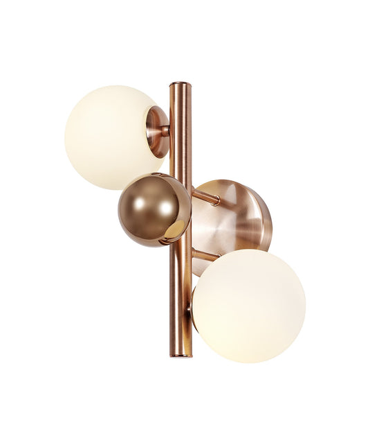 C-Lighting Lyra Wall Lamp, 2 x G9, Antique Copper/Opal & Copper Glass - 29095