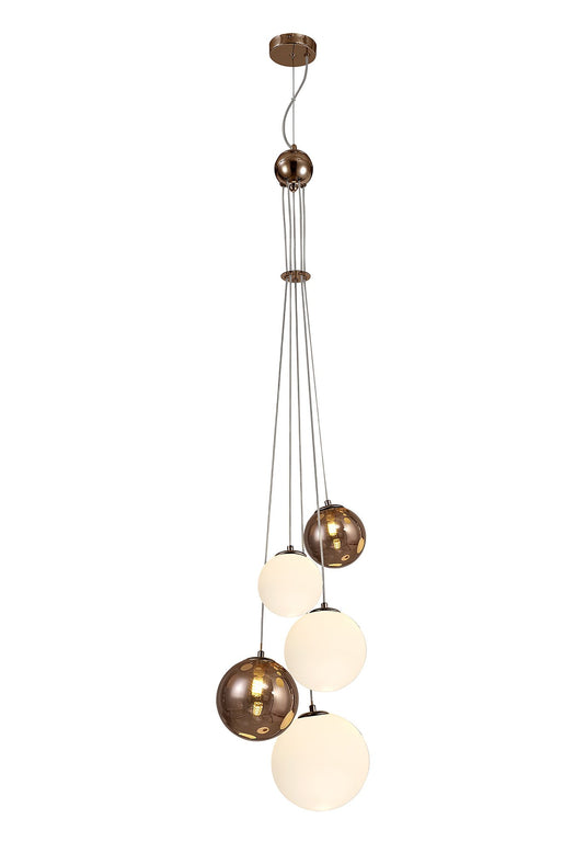 C-Lighting Lyra Pendant, 5 x G9, Antique Copper/Opal & Copper Glass - 29097