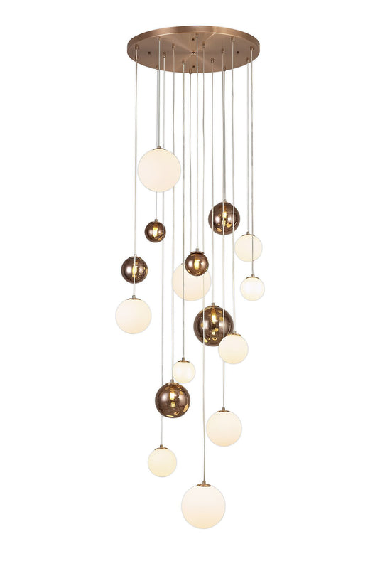 C-Lighting Lyra Pendant, 16 x G9, Antique Copper/Opal & Copper Glass - 29098