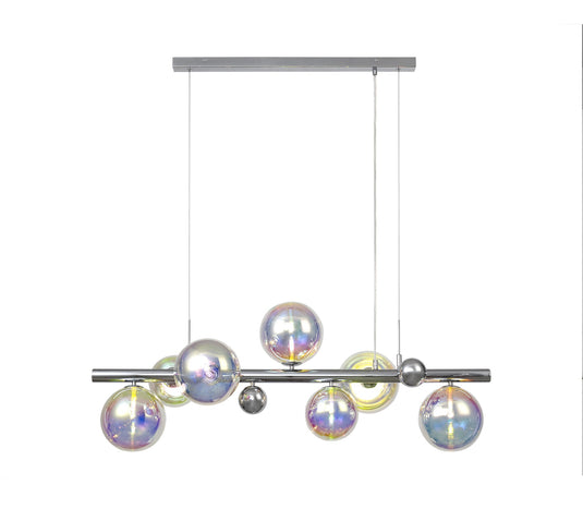 C-Lighting Lyra Linear Pendant, 7 x G9, Polished Chrome/Idracoscent Glass - 33209